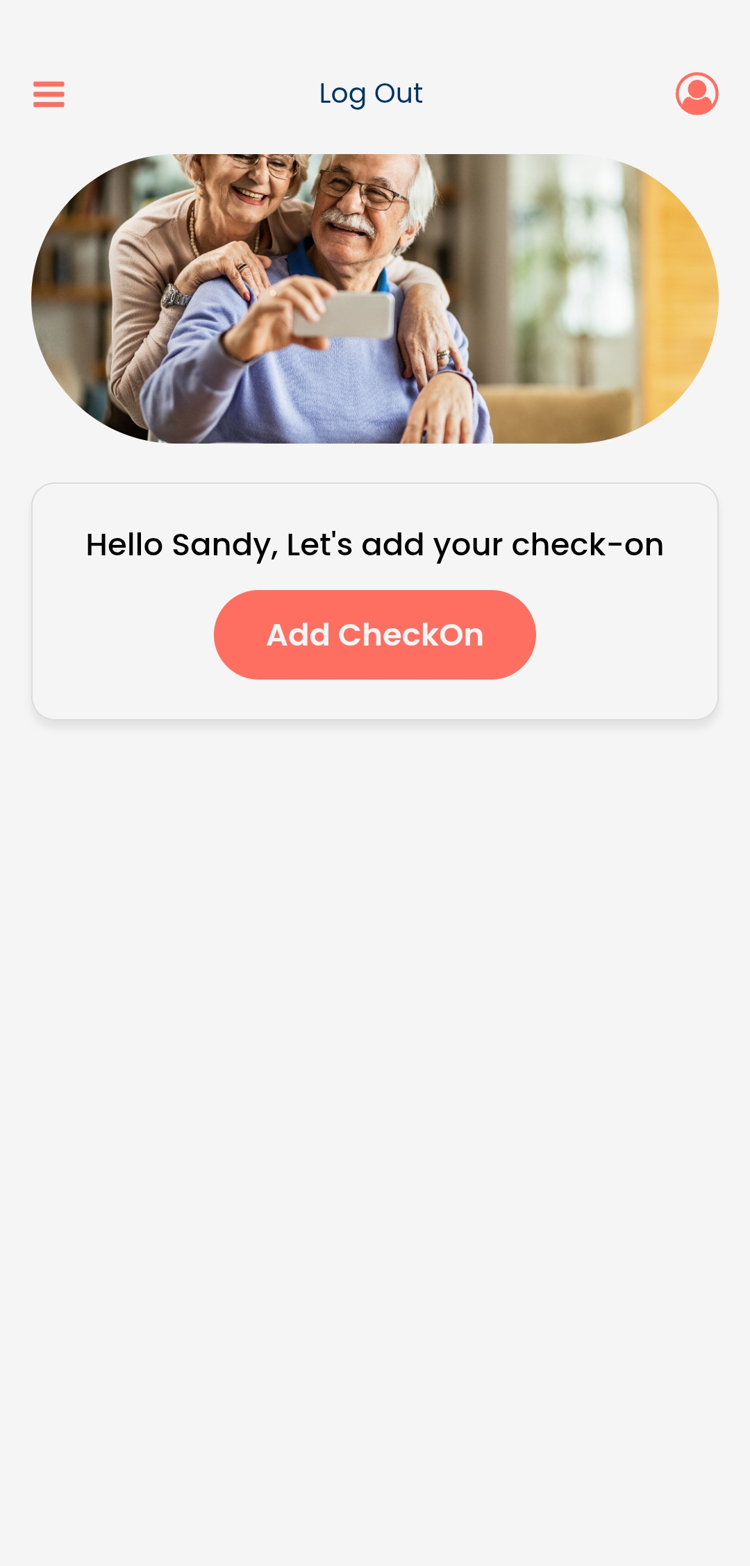 Screenshot of Life Backup Plan mobile app showing Add a Check-On screen for scheduling proactive safety check-ins to support post-surgery recovery, senior independence, post discharge monitoring, and everyday safety check ins for women and children.